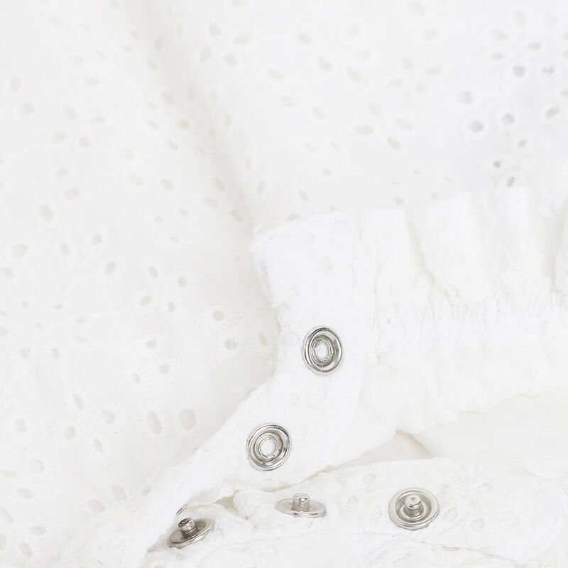 Girls White Solid Short Sleeve Rompers image number 3